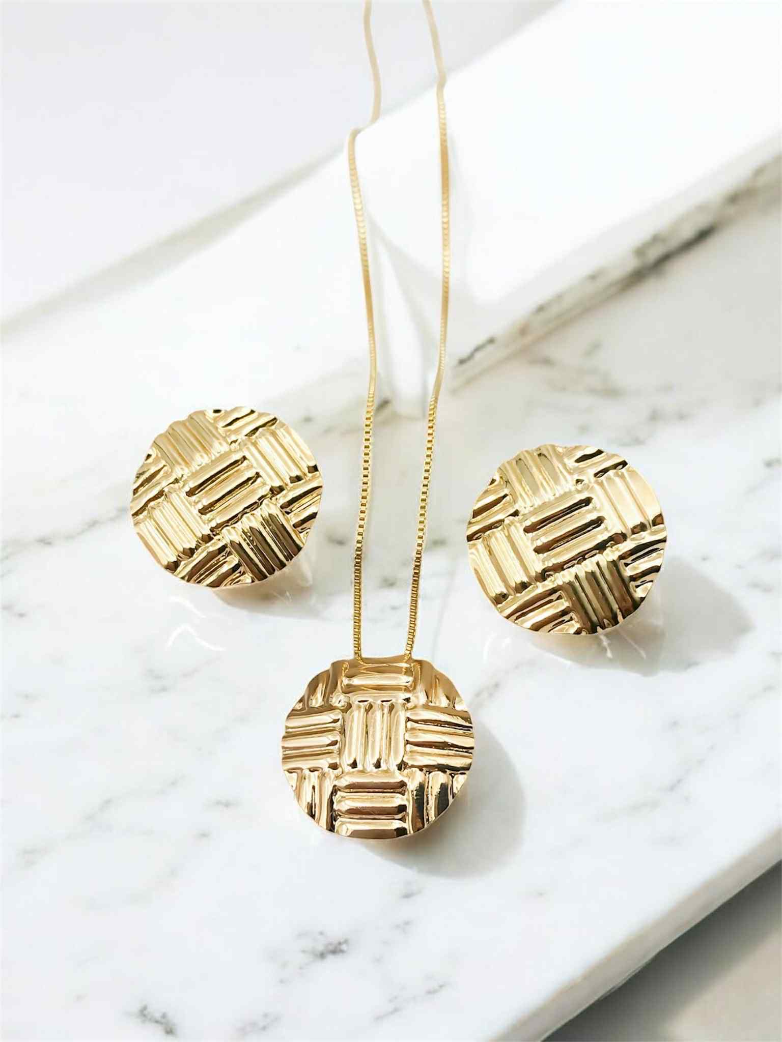 18K Gold-Plated Earrings and Necklace Set