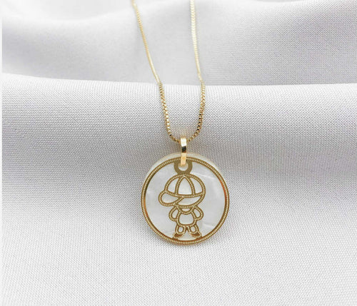 18K gold-plated  sophistication necklace  with a symbolic boy Pendant design