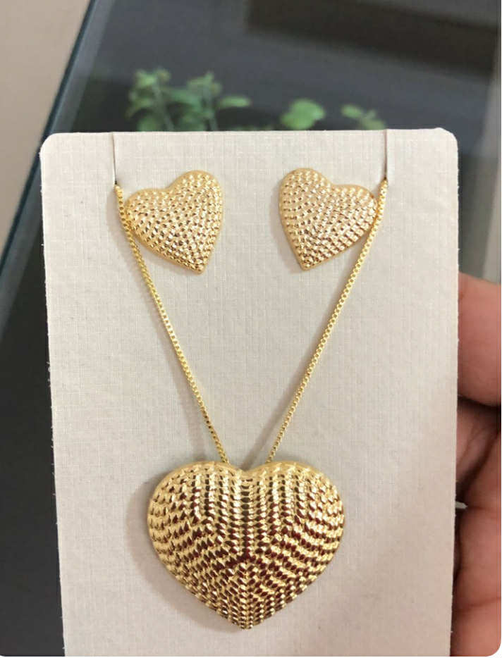 18K Gold-Plated Earrings and Necklace   Amazing Heart Set