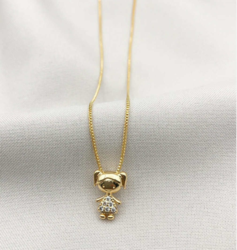 18K gold-plated necklace  with symbolic girl  Pendant design