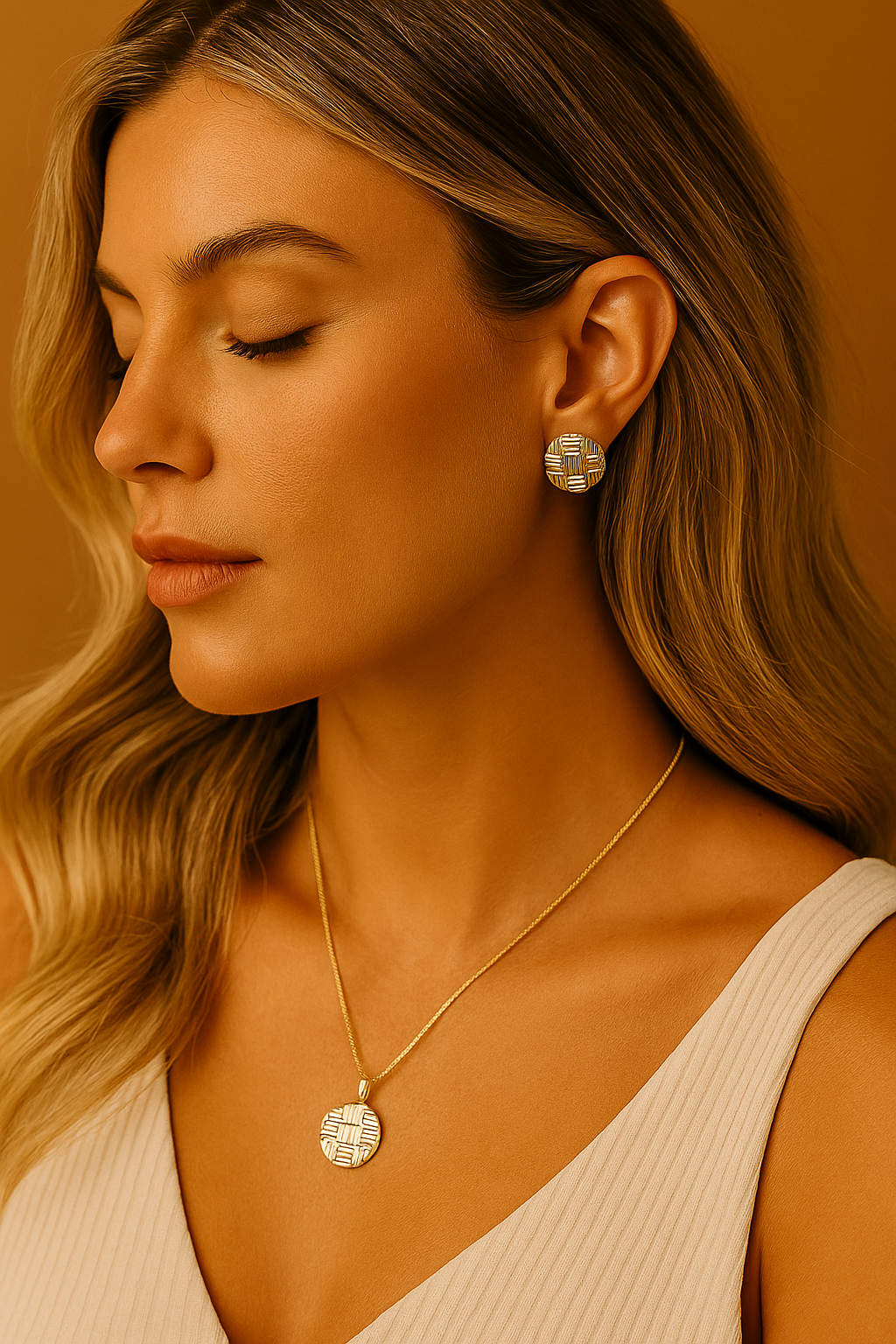 18K Gold-Plated Earrings and Necklace Set