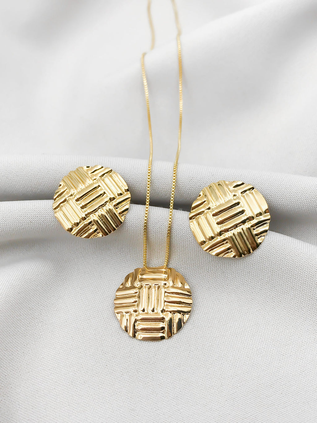 18K Gold-Plated Earrings and Necklace Set