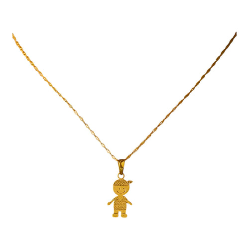 18K gold-plated  necklace set features a symbolic boy Pendant design.